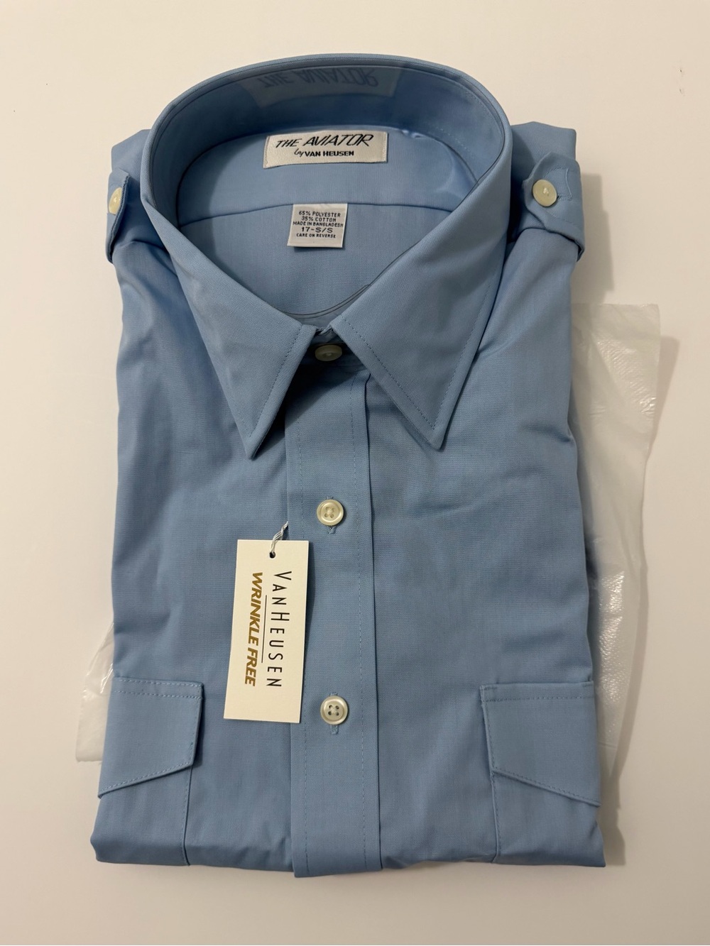 The Aviator pilot Van Heusen Light Blue Dress Shirt short sleeve
